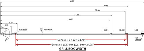 OneGrill Stainless Steel Weber Fit Spit Rod: 1/2" Hexagon Profile W/ 5/16" Square Drive. Type 4